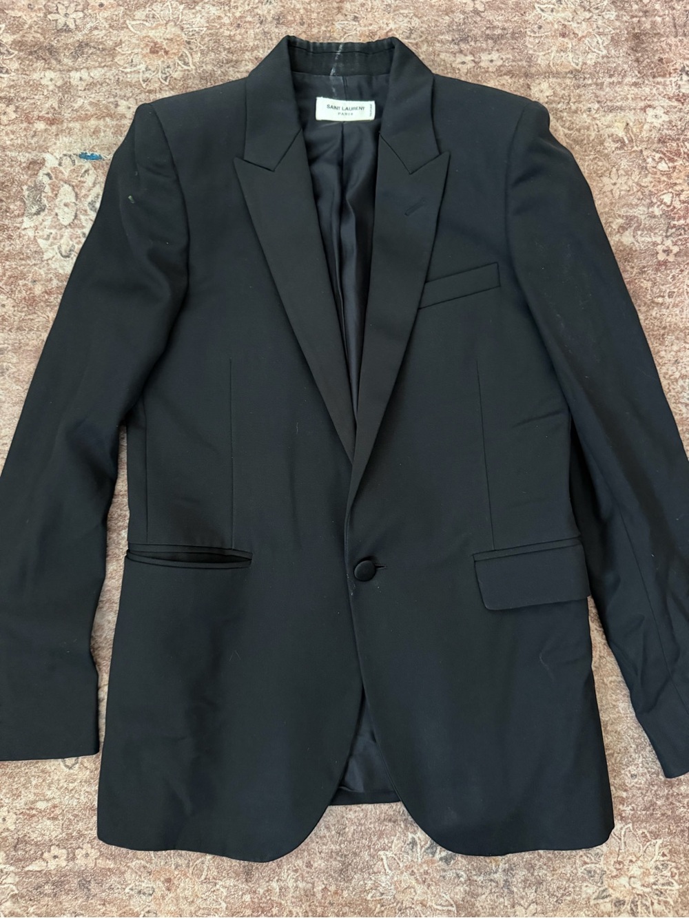 Saint Laurent Black Single-Button Tuxedo Blazer